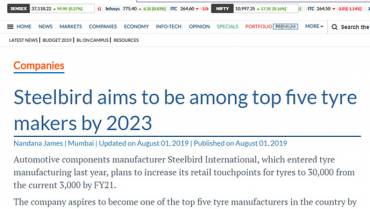 Steelbird aims to be among top five tyre makers by 2023